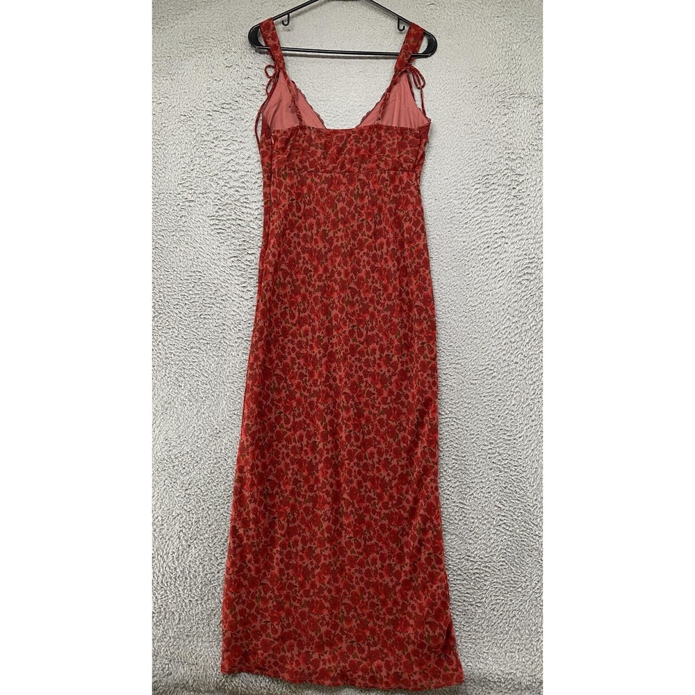 Wild Fable Slip Maxi Dress Womens Small Red Babydoll Floral Lace Trim V-Neck - Picture 11 of 14